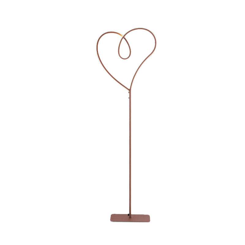 Modern LED Metal Floor Reading Lamp with Heart-Shaped Stand, Coffee Finish