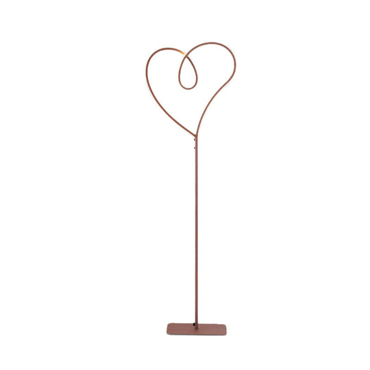 Modern LED Metal Floor Reading Lamp with Heart-Shaped Stand, Coffee Finish