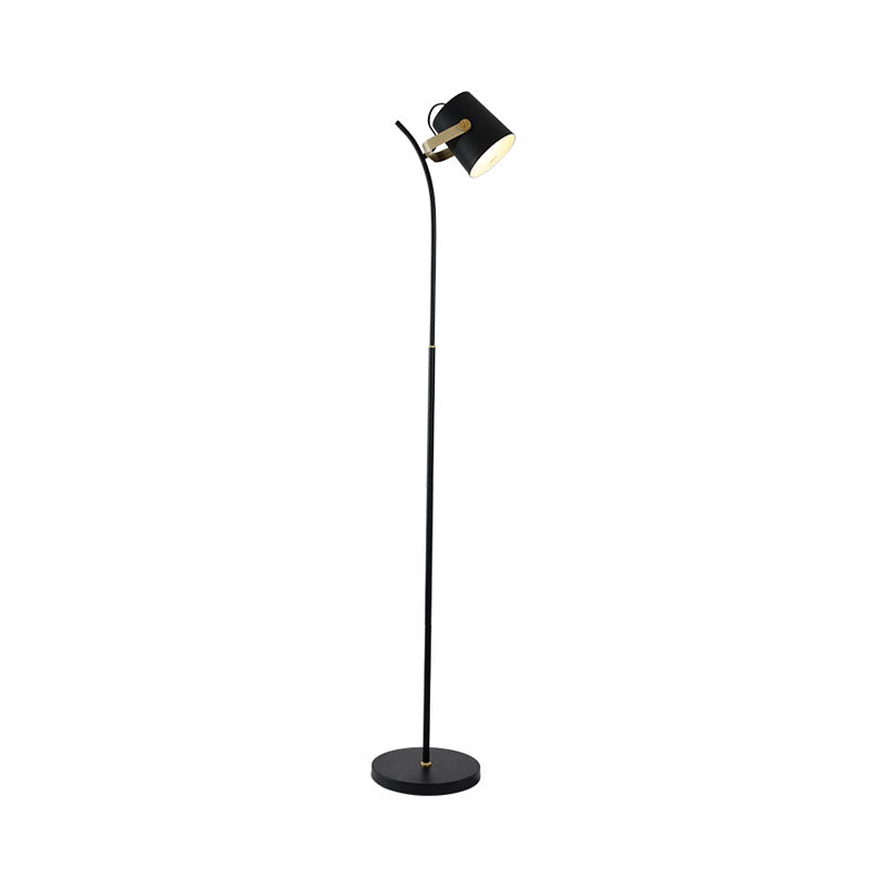 Modern Metallic Floor Lamp: Black Cylinder Spot Floor Light with Handle for Living Room
