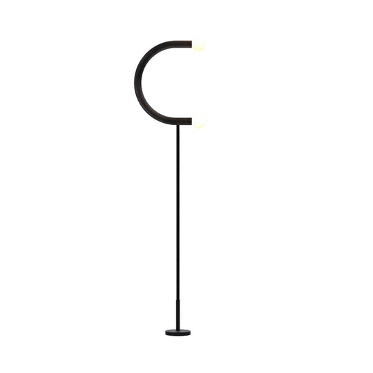 U-Shape Black Finish LED Floor Lamp: Sleek Metal Light for Living Room