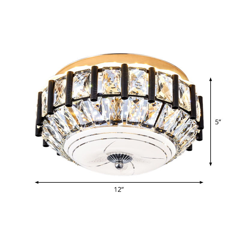 Contemporary Black Crystal Block LED Ceiling Flush Light for Corridors