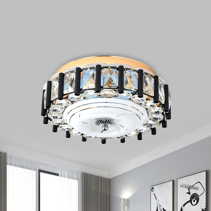 Contemporary Black Crystal Block LED Ceiling Flush Light for Corridors