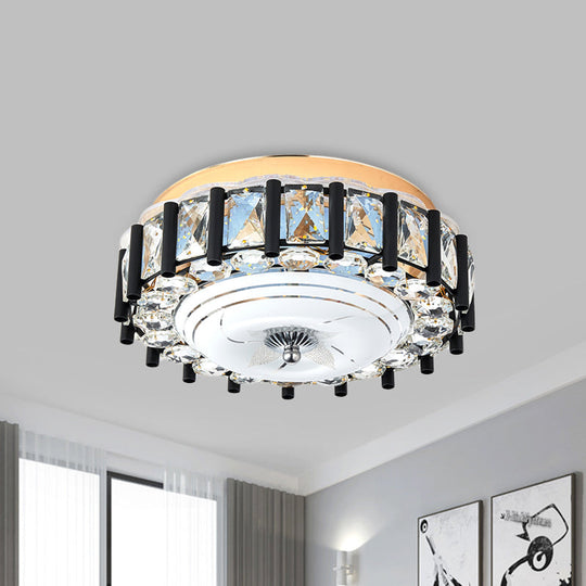Contemporary Black Crystal Block LED Ceiling Flush Light for Corridors