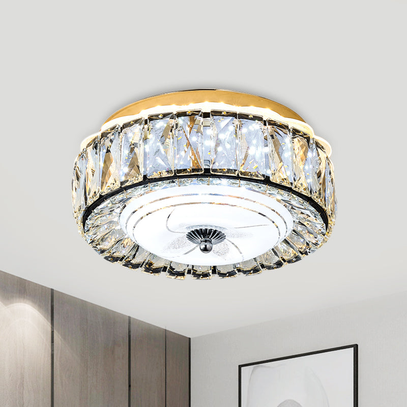Contemporary Black Crystal Block LED Ceiling Flush Light for Corridors