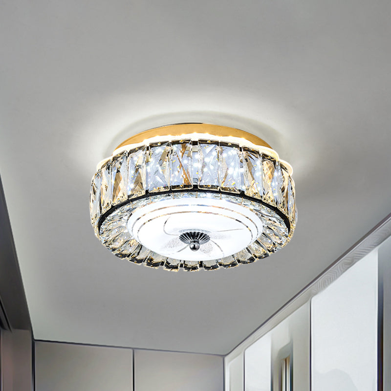 Contemporary Black Crystal Block LED Ceiling Flush Light for Corridors