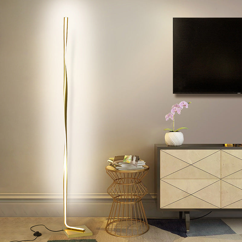 Modern LED Acrylic Floor Lamp for Study Room - Column Stand Up Lighting in Black/White/Gold with Warm/White Light