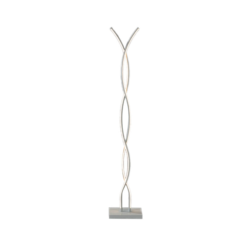 Waving Line Stand Up Lamp: Minimalist Metal LED Floor Reading Light for Study Room (White, Warm/White/Natural Light)