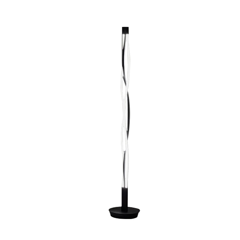 Modern Metal Stick Lamp: Black/White LED Nordic Floor Lighting with Spiral Design in Warm/White/Natural Light