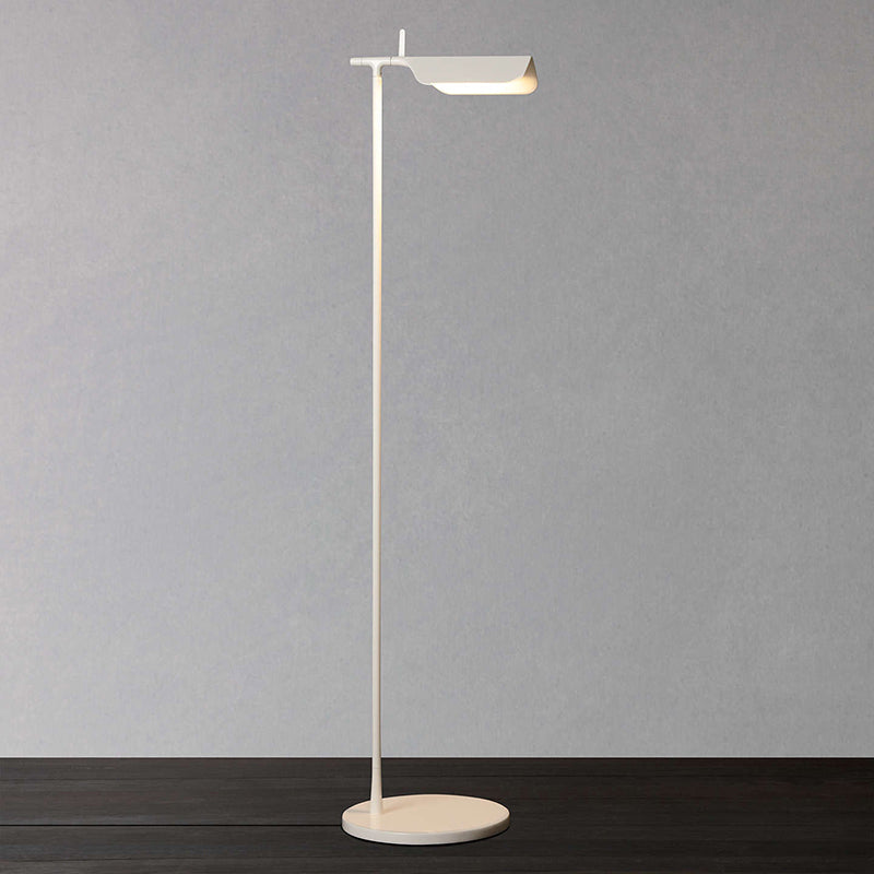 Modern Metallic LED Standing Floor Lamp in White/Black - Perfect for Minimalist Bedroom Lighting
