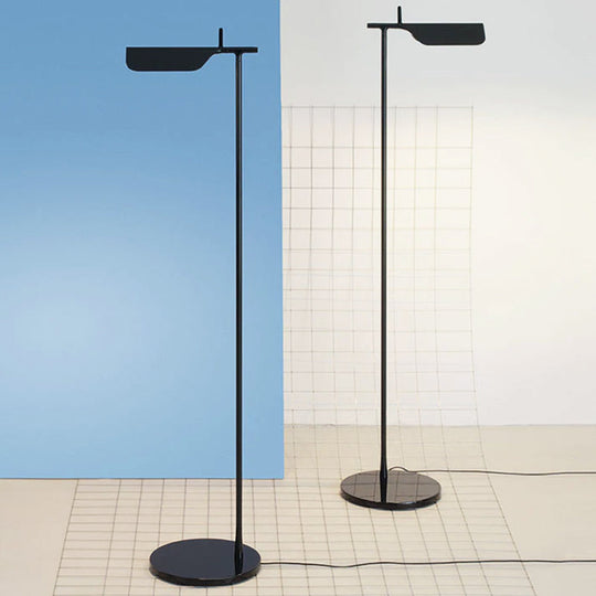 Modern Metallic LED Standing Floor Lamp in White/Black - Perfect for Minimalist Bedroom Lighting