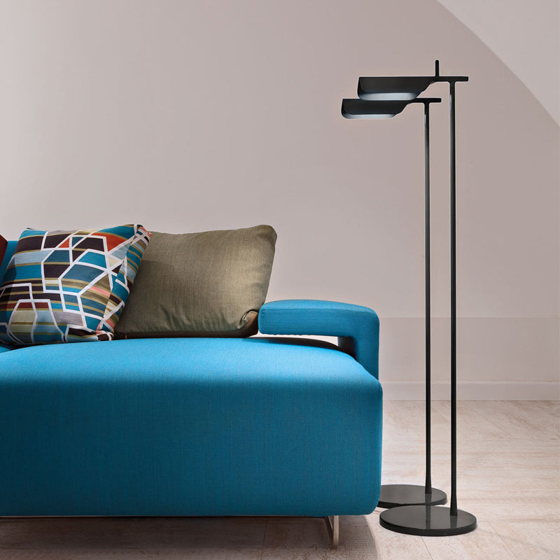 Modern Metallic LED Standing Floor Lamp in White/Black - Perfect for Minimalist Bedroom Lighting