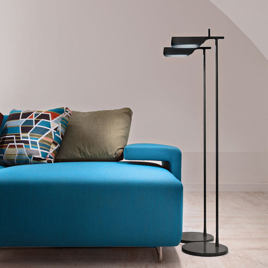 Modern Metallic LED Standing Floor Lamp in White/Black - Perfect for Minimalist Bedroom Lighting