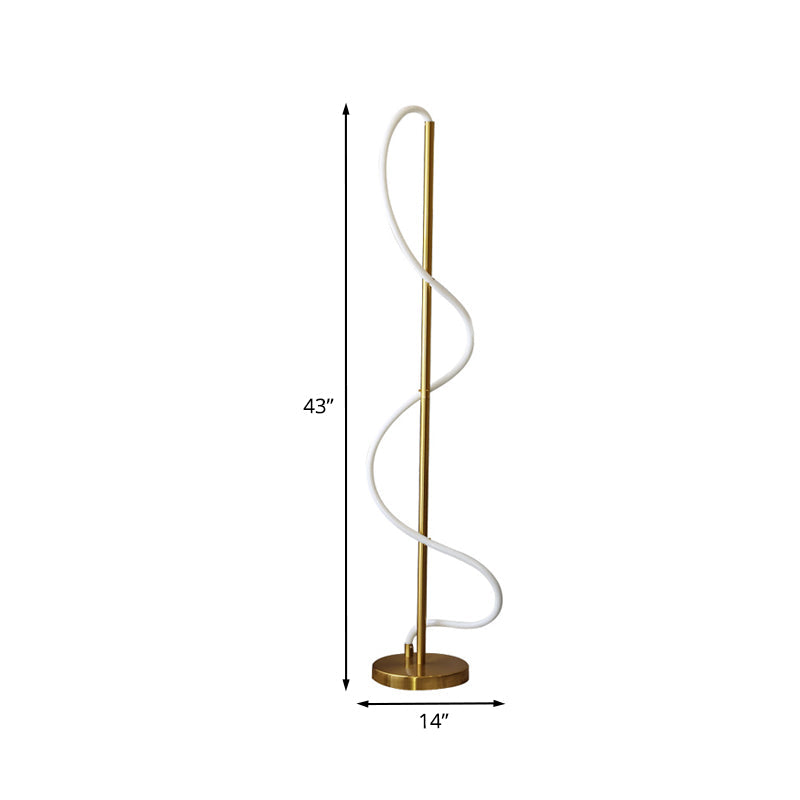 Sleek Gold LED Floor Lamp - Stylish Spiral Design for Warm/White Reading Light
