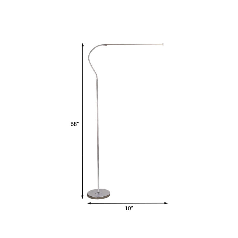 Stylish Silver LED Floor Lamp with Gooseneck Arm – Perfect for Study Room