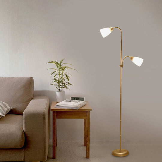 Trumpet Reading Floor Lamp - Simplicity Acrylic - Gold Finish - 2 Bulbs - Study Room Lighting