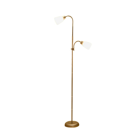 Trumpet Reading Floor Lamp - Simplicity Acrylic - Gold Finish - 2 Bulbs - Study Room Lighting