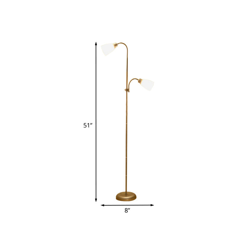 Trumpet Reading Floor Lamp - Simplicity Acrylic - Gold Finish - 2 Bulbs - Study Room Lighting