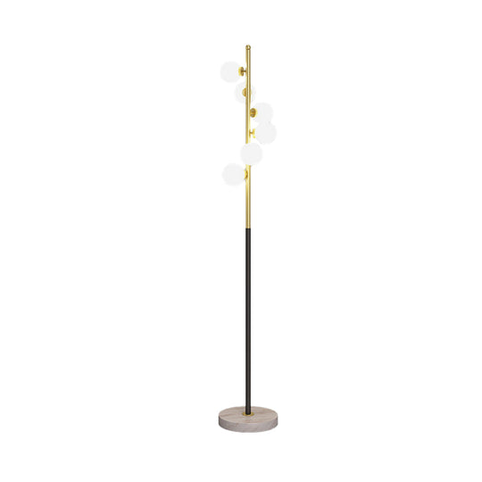 Opal Glass Spiral Design Floor Lamp, 6-Head Modernist Stand with Gold-Black Finish