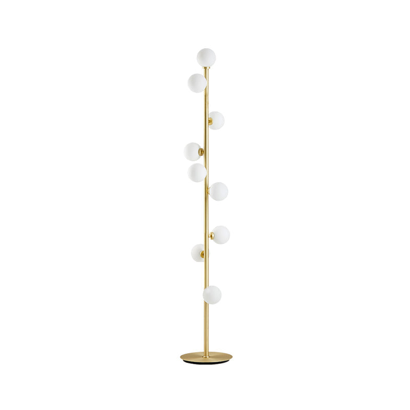 Modernism Modo Shade Floor Light - White Glass 9-Head Floor Lamp in Gold for Living Room Reading
