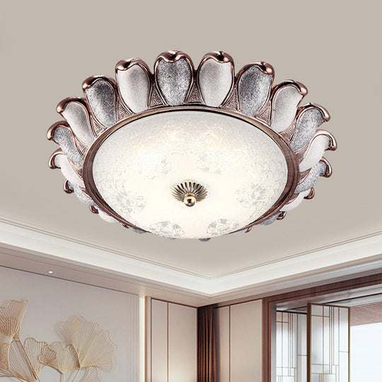 Sunflower Glass Ceiling Lamp: Textured, LED Flush Mount, 14"/18"/22" Width, Silver/Gold, Ideal for Countryside Bedroom