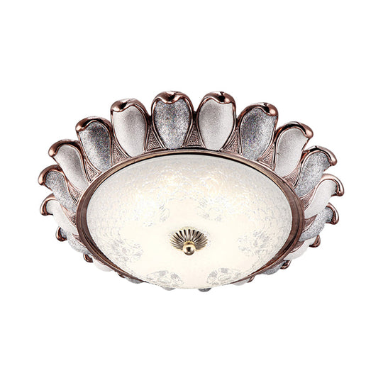 Sunflower Glass Ceiling Lamp: Textured, LED Flush Mount, 14"/18"/22" Width, Silver/Gold, Ideal for Countryside Bedroom
