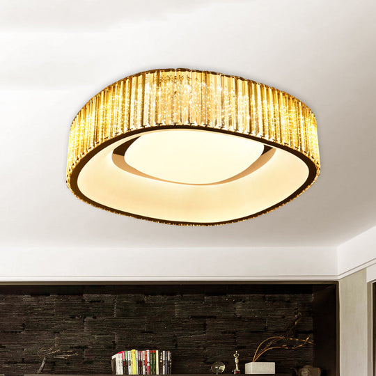 Minimalist Crystal Prism LED Flushmount Lamp for Bedroom - White Flush Mount Light