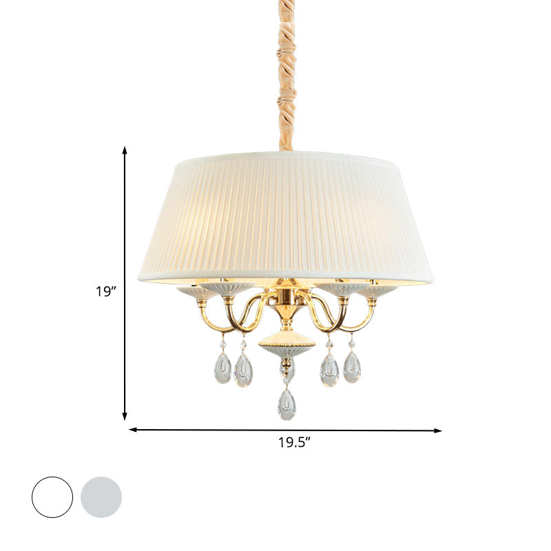 Minimalist Drum Fabric Pendant Chandelier with Crystal Droplets