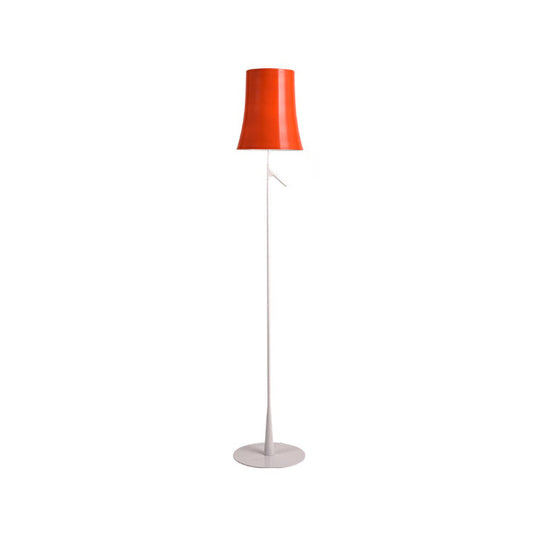 Contemporary Metallic Bell-Shaped Floor Lamp - Single Head White/Orange Standing Light for Study Room