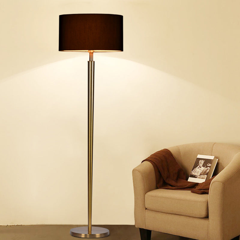 Nordic Black Drum Shade Floor Lamp - Stylish Reading Light for Drawing Room