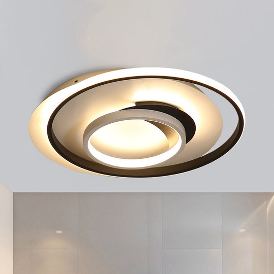 Modern Black Flush Ceiling Lighting Fixture - 18"/21.5" Round Acrylic LED Flush Light in Warm/White
