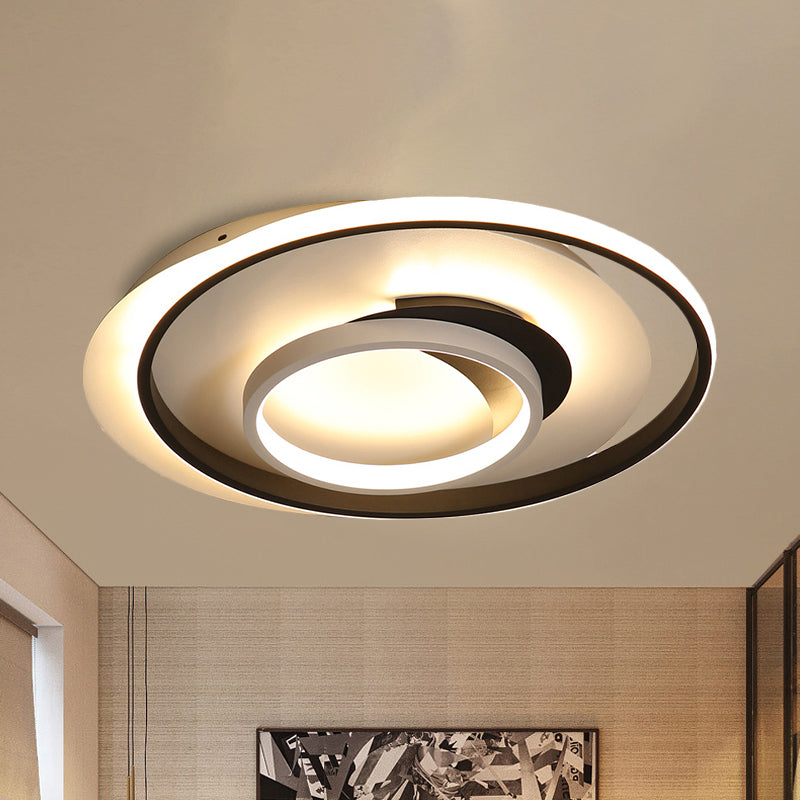 Modern Black Flush Ceiling Lighting Fixture - 18"/21.5" Round Acrylic LED Flush Light in Warm/White