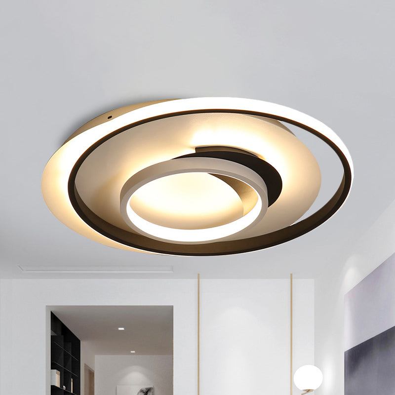 Modern Black Flush Ceiling Lighting Fixture - 18"/21.5" Round Acrylic LED Flush Light in Warm/White