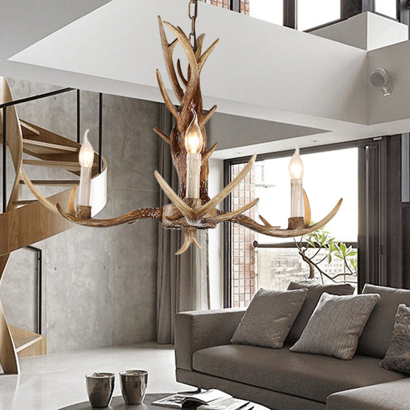 Antique Candelabra Chandelier Lighting Fixture in Beige for Living Room - 3/6/8 Lights