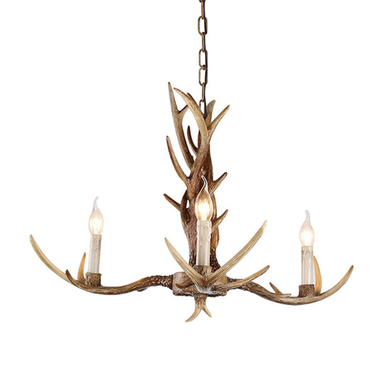 Antique Candelabra Chandelier Lighting Fixture in Beige for Living Room - 3/6/8 Lights