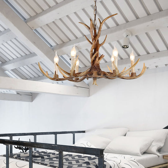 Antique Candelabra Chandelier Lighting Fixture in Beige for Living Room - 3/6/8 Lights