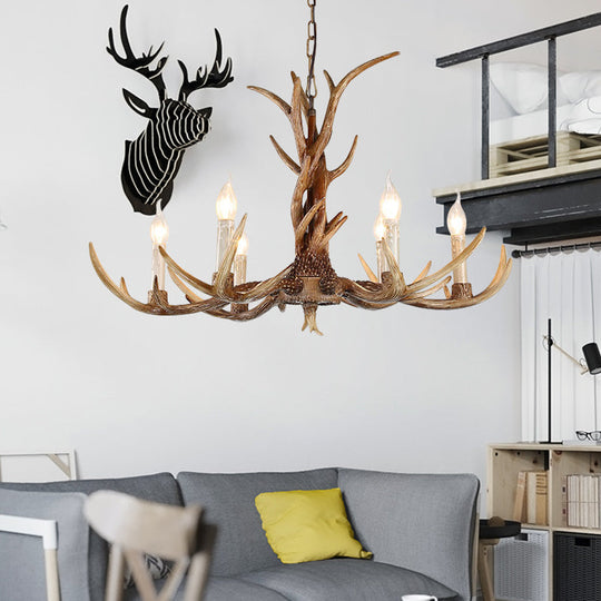 Antique Candelabra Chandelier Lighting Fixture in Beige for Living Room - 3/6/8 Lights