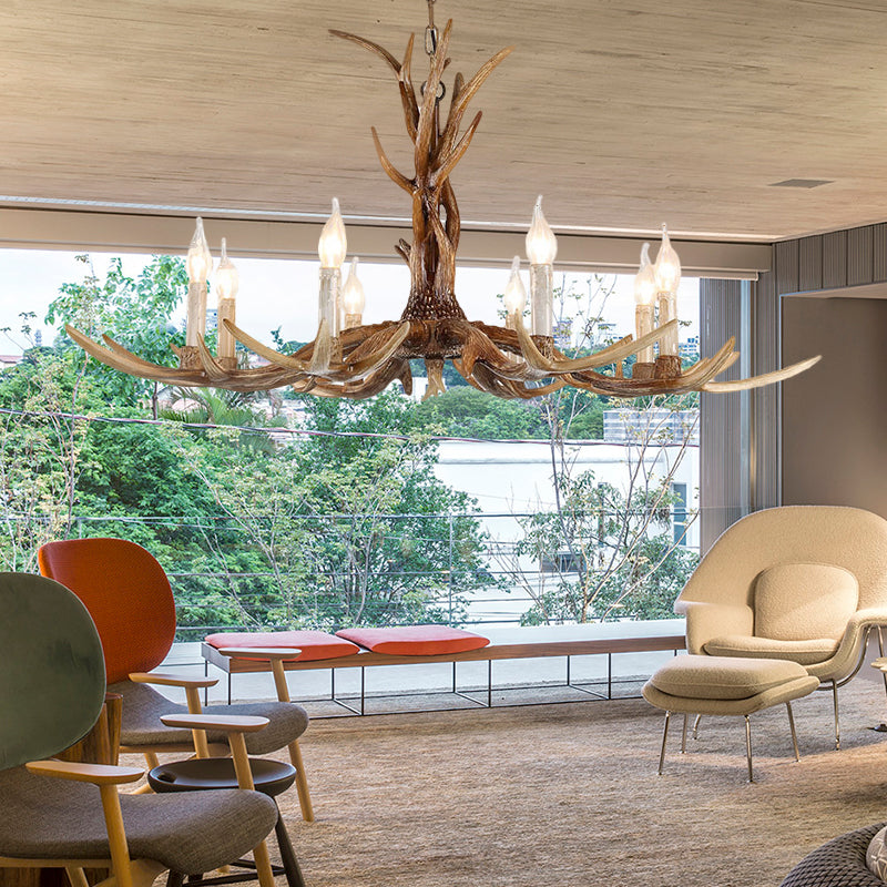 Antique Candelabra Chandelier Lighting Fixture in Beige for Living Room - 3/6/8 Lights