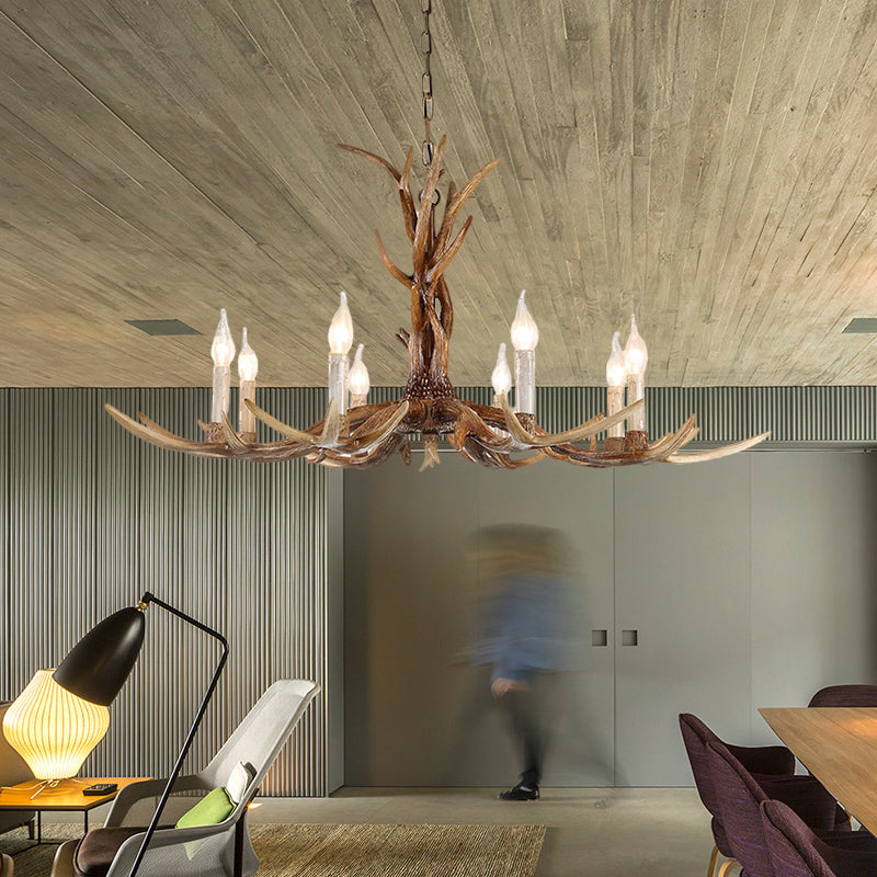 Antique Candelabra Chandelier Lighting Fixture in Beige for Living Room - 3/6/8 Lights