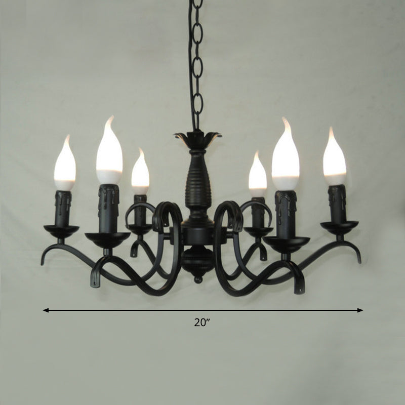 2-Tier Traditional Metal Candle Chandelier with Black Finish - Ideal for Living Room - Ceiling Hanging Light Fixture with 3/5/6 Bulbs