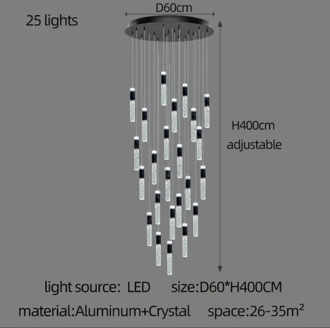 Cecilia Luxury Crystal Staircase Chandelier – Elegant Illumination for Your Staircase