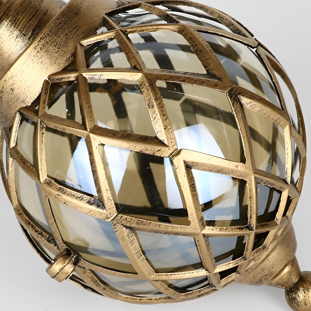 1-Light Tea Glass Globe Outdoor Pendant Light