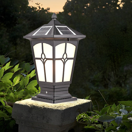 Waterproof Aluminum LED Brown Retro Solar Post Cap Lights Pillar Lamp