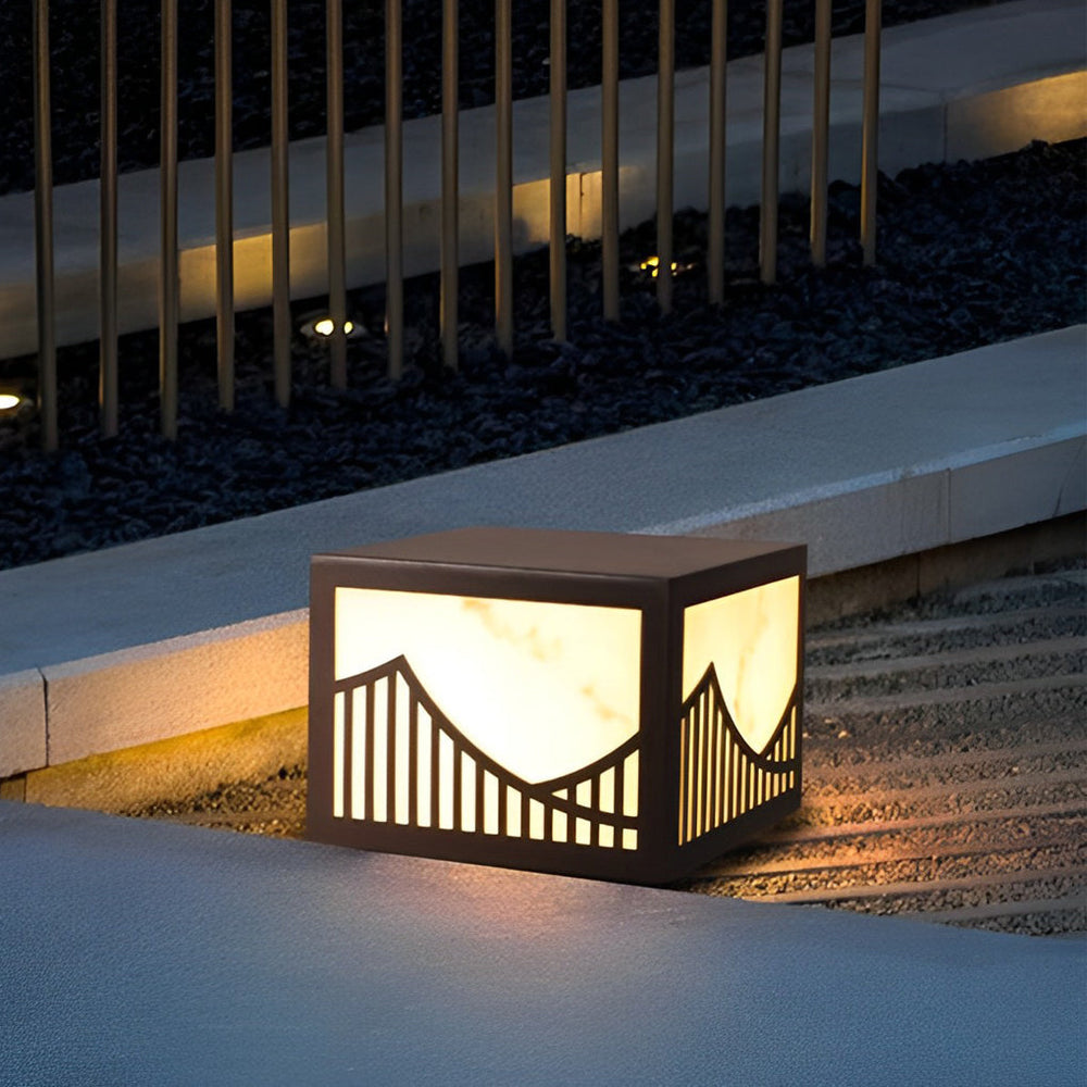 Solar LED Outdoor Post Lights with Mountain Design