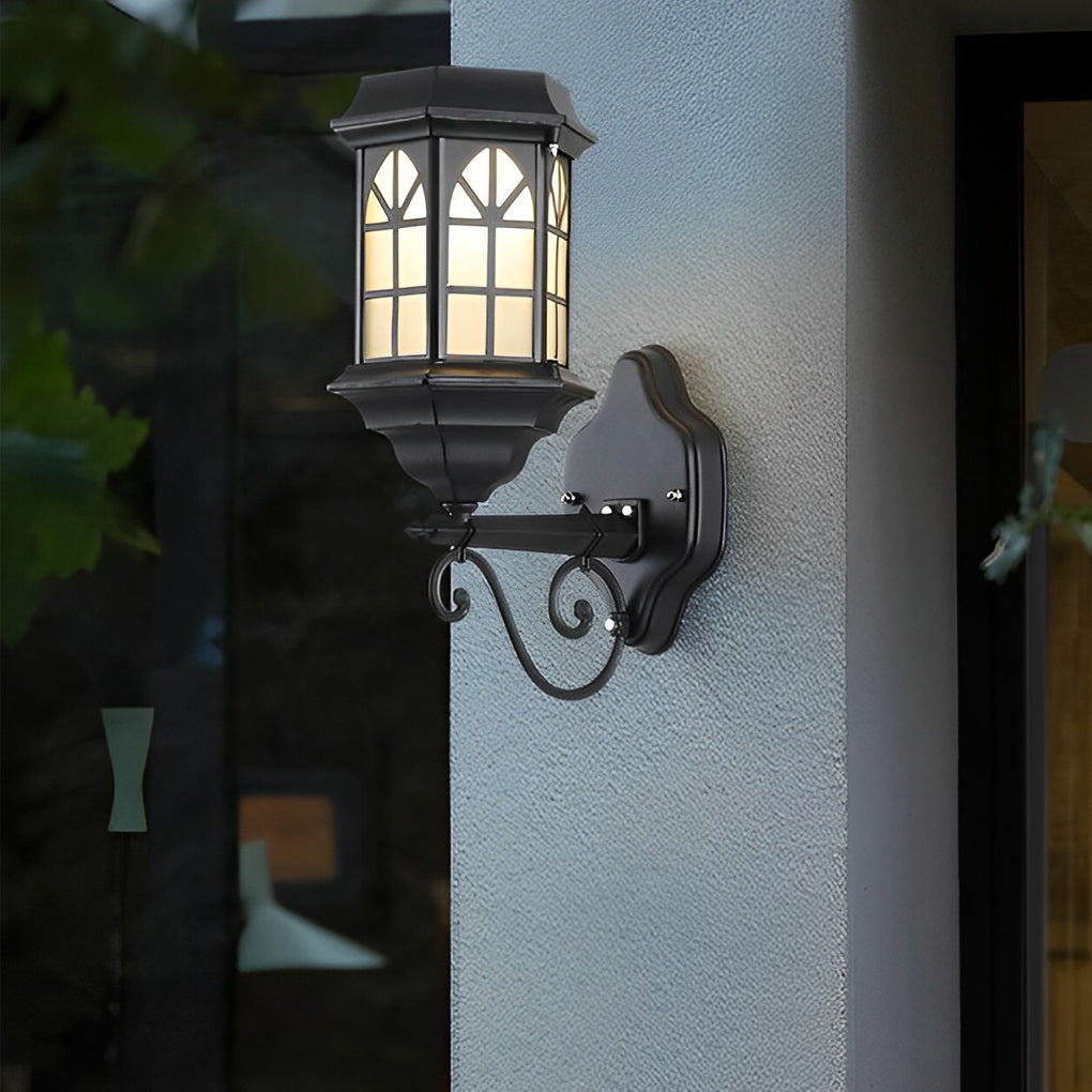 Retro Waterproof Dimmable Solar Wall Lamp with Remote Outdoor Sconce
