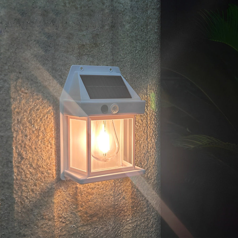 Tungsten Bulb Solar Wall Lanterns Dusk to Dawn Motion Sensor Lighting