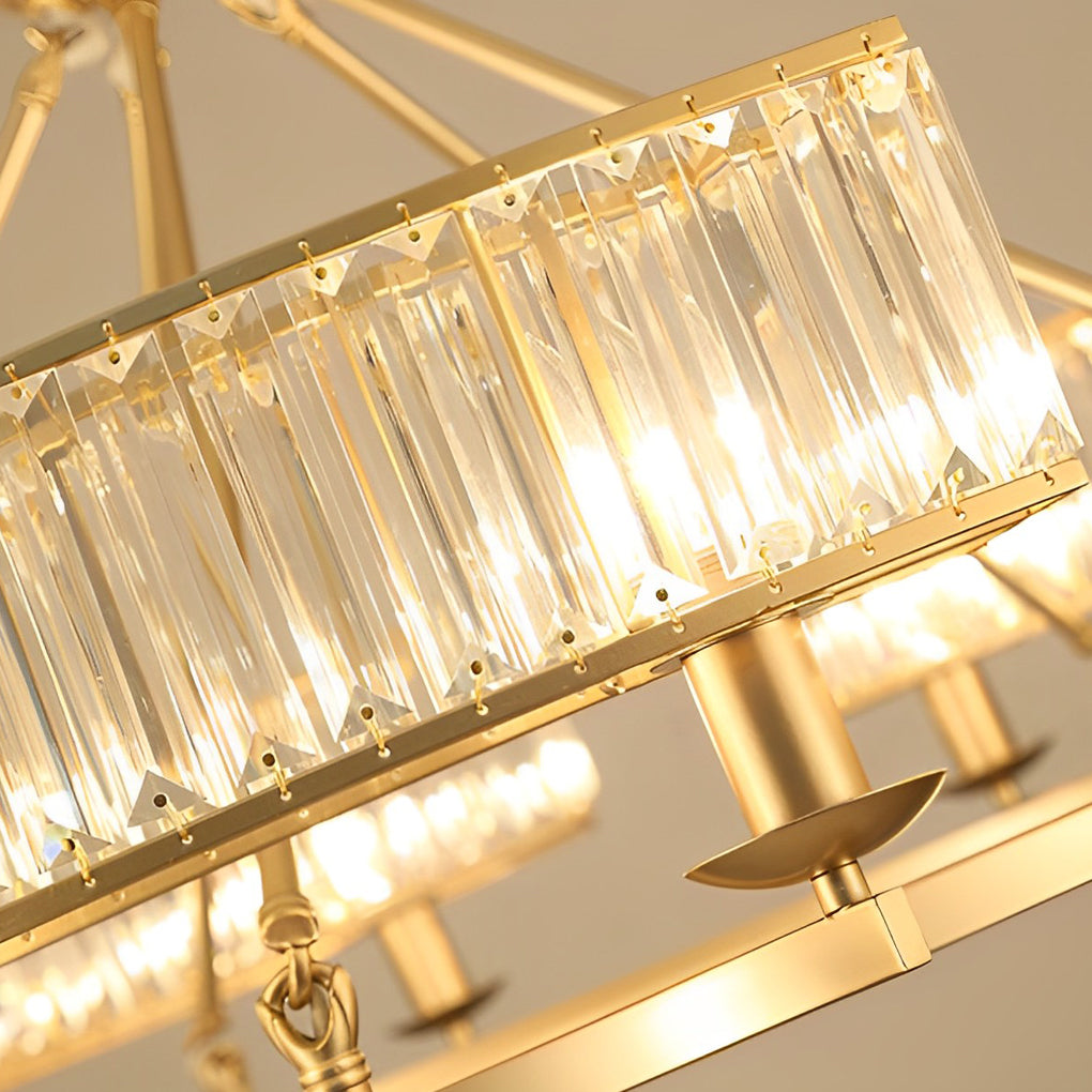 Round Metal Three Step Dimming Modern Rustic Crystal Chandelier