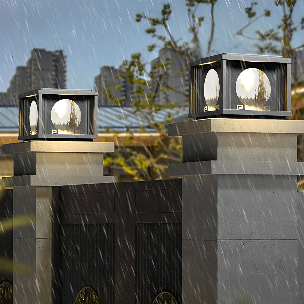 Square & Round Waterproof LED Black Solar Fence Post Lamps