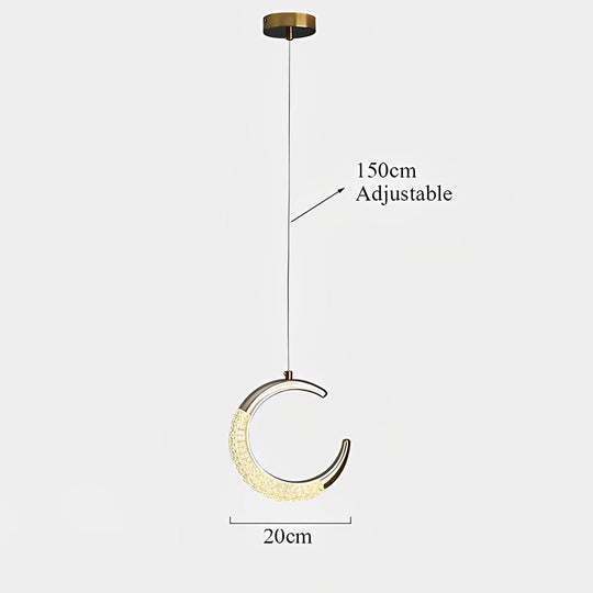 Curvy Moon Shaped LED Electroplated Modern Pendant Light
