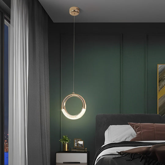 Ring Shaped LED Electroplated Metal Modern Pendant Light