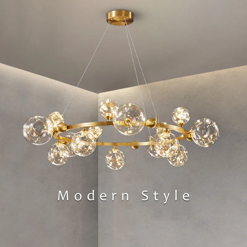 Paula Chandelier – Elegant Gold-Tone Metal and Glass